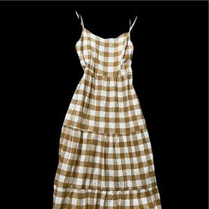 Mustard Gingham Cottagecore Dress